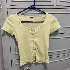 Light green button up crop top